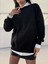 Kadın Siyah Taşlı Oversize Sweatshirt 30067 4
