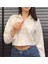 Esnek Kumaş Fermuar Detaylı Kadın Crop Top Sweatshirt 1