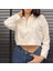 Esnek Kumaş Fermuar Detaylı Kadın Crop Top Sweatshirt 2
