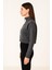 Esnek Kumaş Fermuar Detaylı Kadın Crop Top Sweatshirt 2
