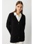 Ekstra Oversize Düşük Kol Basic Siyah Ince Triko Hırka 4