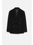Kadın Siyah Basene Oturan Oversize Blazer 4