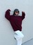 Kadın Bordo Oversize Selanik Örgü Triko Kazak 30057 2
