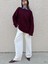 Kadın Bordo Oversize Selanik Örgü Triko Kazak 30057 5