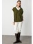 Ekstra Oversize V Yaka Uzun Haki Süveter 2