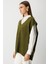 Ekstra Oversize V Yaka Uzun Haki Süveter 3
