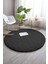 Siyah Yuvarlak Kaymaz Taban Halı Yıkanabilir Dekoratif Peluş Halı 2