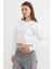 3 Iplik Kalp Aksesuarlı Crop Sweatshirt 5