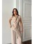 Tencel Modal Kolsuz Bluz Kapalı Cep Detaylı Dökümlü - Pantolon Takım - Bej 2