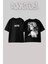Lady Gaga 2 Tasarım Sırt Baskılı Pamuk Siyah Oversize T-Shirt 1