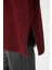 Kadın Wonder Yumuşacık Dik Yaka Bordo Yırtmaçlı Oversize Triko Kazak 4