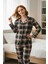 Süet Gömlek Pijama Takımı 7105 Ekoseli Antrasit 1