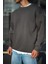 Kışlık Bisiklet Yaka Üç Iplik Basic Sweatshirt - Antrasit 1