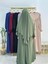 Tesettür Elbise,önü V Model Büzgülü,sufle Esarpla Takım.hijap ,khimar.hac Umre Için Uygundur Yeşil 3