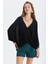 Oversize Bohem Triko Bluz Siyah 1