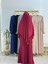 Tesettür Elbise,önü V Model Büzgülü,sufle Esarpla Takım.hijap ,khimar.hac Umre Için Uygundur Bordo 6