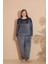 Estiva 25393 Uzun Kol Battal Kadife Pijama Takımı 2