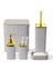 5 Parça Banyo Seti, Kalp Desenli, Gri Gold, Kare, Click Kapaklı, Hacim: 8 Litre 1
