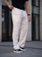 Erkek Keten Cepli Çıma Dikişli Jogger Buggy Pantalon Rahat Kalıp - Beyaz 1