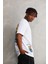 Unisex Bisiklet Yaka Baskılı Oversize T-Shirt - Beyaz 3