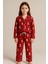 Kız Çocuk Teddy Desenli Yılbaşı Temalı Pijama Takımı Kırmızı 2