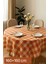 Fiber Kareli Masa Örtüsü Sofra Bezi Ekose Desen 160X160 cm Turuncu 2