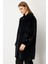 Kadın Büyük Beden Metal Broşlu Peluş Kaban 6331 Siyah 3