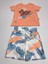 Çocuk Unisex Kız Erkek Şortlu Alt Üst Takım Kreş %100 Pamuk Rahat Tarz Tasarım Premium, Turuncu 7