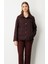 Kadın Büyük Beden Yan Cepli Çıt Çıtlı Mont 6801 Bordo 3
