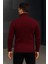 Erkek Balıkcı Yaka Bağazlı Triko Kazak Pamuklu Kalın Fitilli Dokuma, Regular Fit Uzun Kollu Kışlık Model - Bordo 2