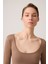x Ece Mocha Melanj Uzun Kollu U Yaka Spor Bluz Scoop Neck Top 2