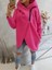 Pembe Kadın 3 Iplik Şardonlu Kapüşonlu Ceket – Asimetrik Fermuarlı Oversize 1