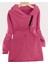 Pembe Kadın 3 Iplik Şardonlu Kapüşonlu Ceket – Asimetrik Fermuarlı Oversize 3
