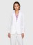 %100 Keten Tek Düğmeli Blazer Ceket Kadın Beyaz Ceket - 325P2AGHLW019 4