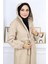 Önden Bağlamalı Kaşe Kaban Bej 19169 2