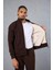 Ron Selanik Örme Içi Peluş Çift Fermuarlı Dik Yaka Erkek Hırka Sweatshirt - Kahve 2