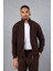 Ron Selanik Örme Içi Peluş Çift Fermuarlı Dik Yaka Erkek Hırka Sweatshirt - Kahve 7
