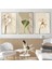 |krem-Gold Renk Soyut Çiçek Set (Pafrı) |çerçeveli Cam Tablo 3lü Dikey 1