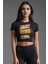 Enjoy Being Alone Baskılı Siyah Crop Top 1