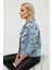 Kadın Mavi Düğmeli Uzun Kollu Surat/yüz Baskılı Crop Denim Jean Ceket Kadın | Yeni Sezon Kadın Ceket 4