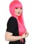 Uzun Kahküllü Fiber Sentetik Peruk / Neon Pembe 2