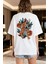 Wild Bloom Oversize T-Shirt – Gücün ve Zarafetin Çarpıştığı An Beyaz %100 Pamuk 1