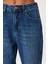 Kesik Paça Soluk Efektli Jean P0292 LRI0023 Koyu Mavi 4