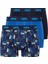 Erkek 80509 Lacivert-Saks-Baskılı 3'lü Boxer 1