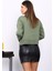 Yeşil Yaka Bağlamalı Düğmeli Triko Hırka 4
