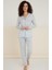 Luxury Viscose Mavi Çiçek Desenli Kadın Uzun Kollu Pijama Takımı – 42550 1