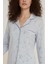 Luxury Viscose Mavi Çiçek Desenli Kadın Uzun Kollu Pijama Takımı – 42550 2