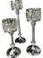 Gümüş Renk Kristal Detaylı 3’lü Metal Şamdan Seti | Lüks Dekoratif Mumluk Takımı 40-30-20 cm 4