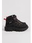 Çocuk Unisex Siyah Kırmızı Kalın Kauçuk Taban Lastik Bağcıklı Cırtlı Outdoor Trekking Bot 1