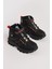 Çocuk Unisex Siyah Kırmızı Kalın Kauçuk Taban Lastik Bağcıklı Cırtlı Outdoor Trekking Bot 2